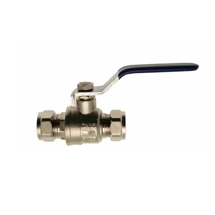 Embrass Peerless Lever Ball Valve Blue Handle 22mm WRAS