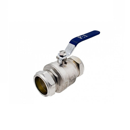 Embrass Peerless Lever Ball Valve Blue Handle 42mm WRAS