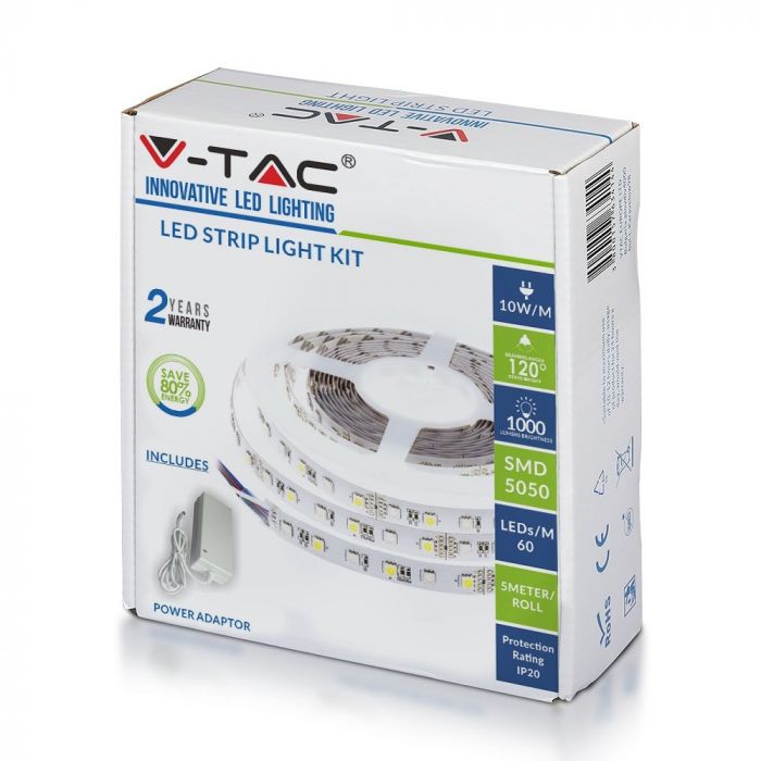 V-TAC VT-5050 60 LED STRIP LIGHT COLORCODE:3000k SET IP20
