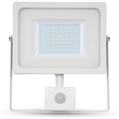 V-TAC VT-50-S 50W Smd PIR Sensor Floodlight With Samsung Chip Color Code: 4000K Black Body - Grey Glass