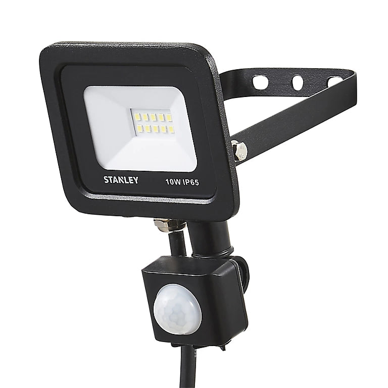 STANLEY 10W LED Slimline Floodlight with PIR Black