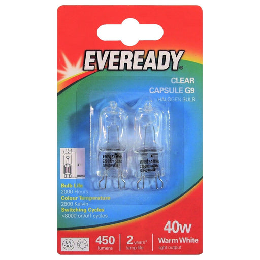 Everyday Halogen Capsule Bulb Energy Class E Halopin Oven Light Lamp Cooker Twin Pack 25W