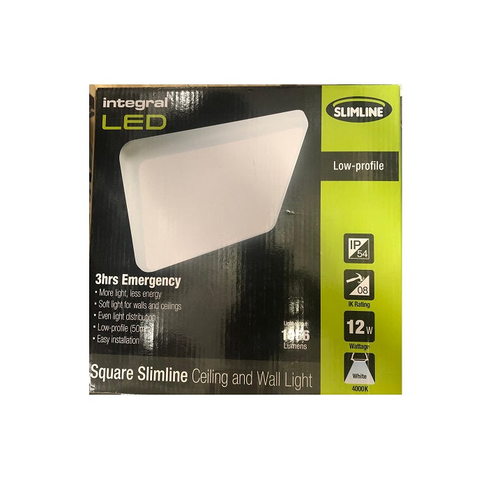 Integral LED Slimline Ceiling/Wall Light 12W 4000K Emergency Function