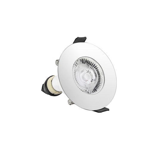Integral Evofire Fire Rated Downlight 70Mm Cutout IP65 Polished Chrome Round +GU10 Holder