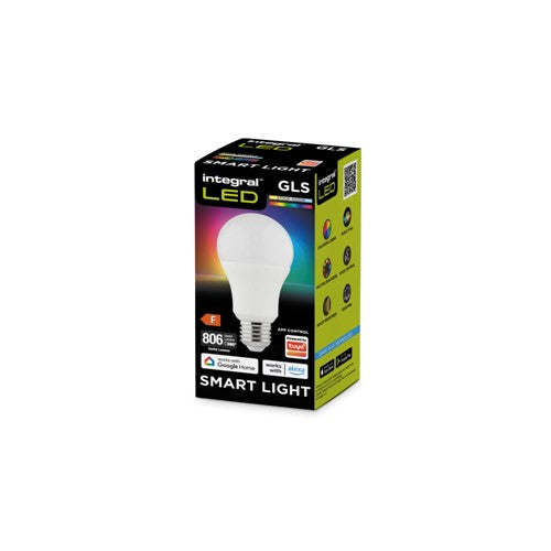 Integral Smart GLS Bulb E27 806LM 8.5W RGBW 2700K to 6500K Tuya Control 220 Beam Frosted