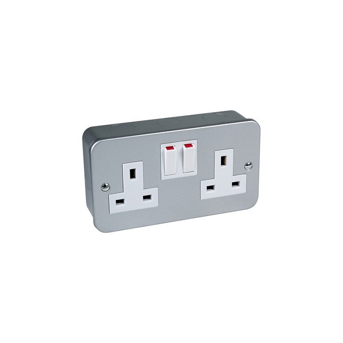 AXIOM Metal Clad Switched Socket Twin 13Amp