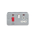 Knightsbridge Metal Clad 2G 45A DP Cooker Switch and 13A Switched Socket with Neons