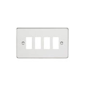 Knightsbridge Flat plate 4G Grid Faceplate - Polished Chrome