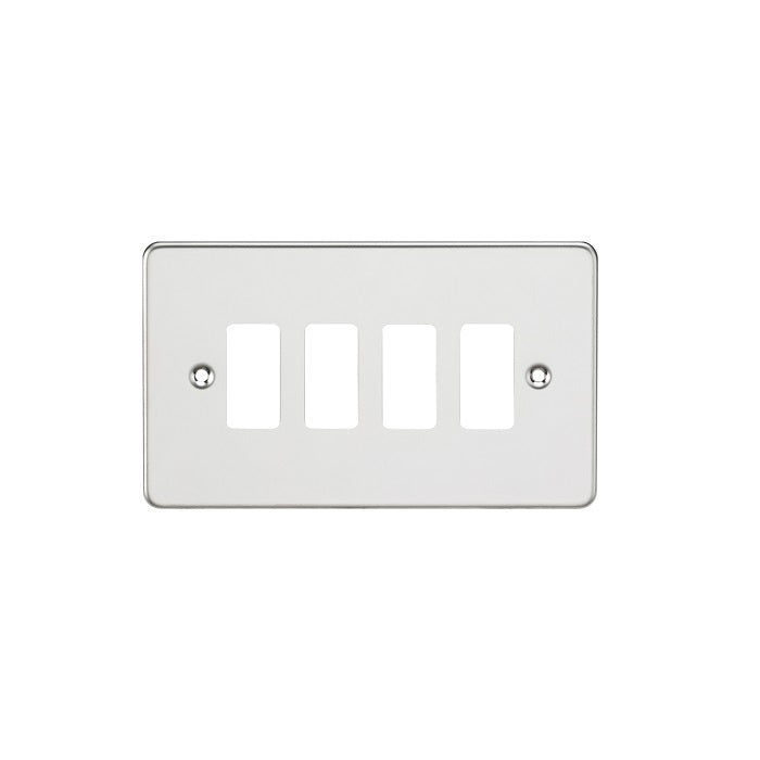 Knightsbridge Flat plate 4G Grid Faceplate - Polished Chrome