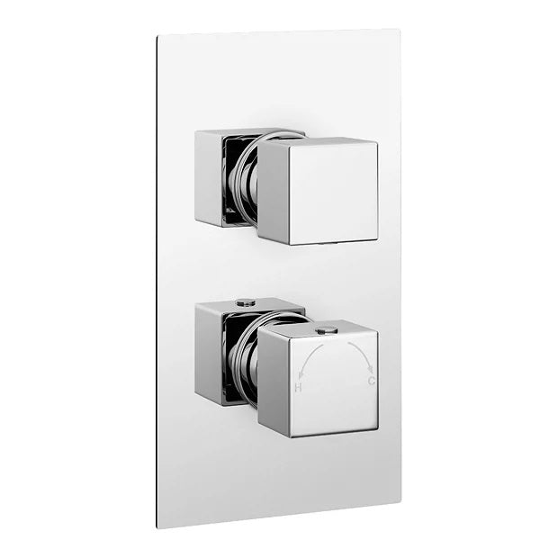 Aumix Eco Concealed 2 Way Thermostatic Valve Shower Mixer - Square Backplate