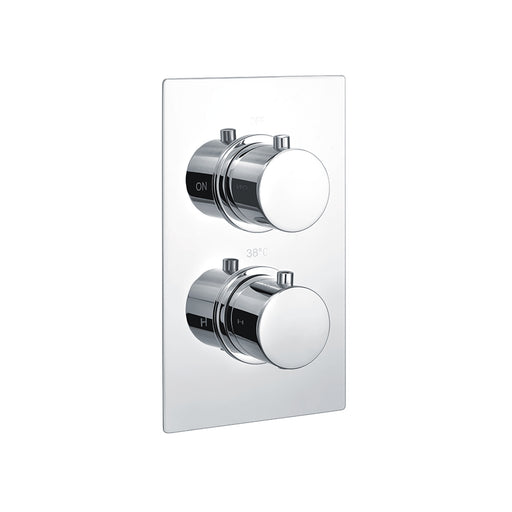 Taurus Round Concealed 2 Way Thermostatic Valve - Round Edge Plate