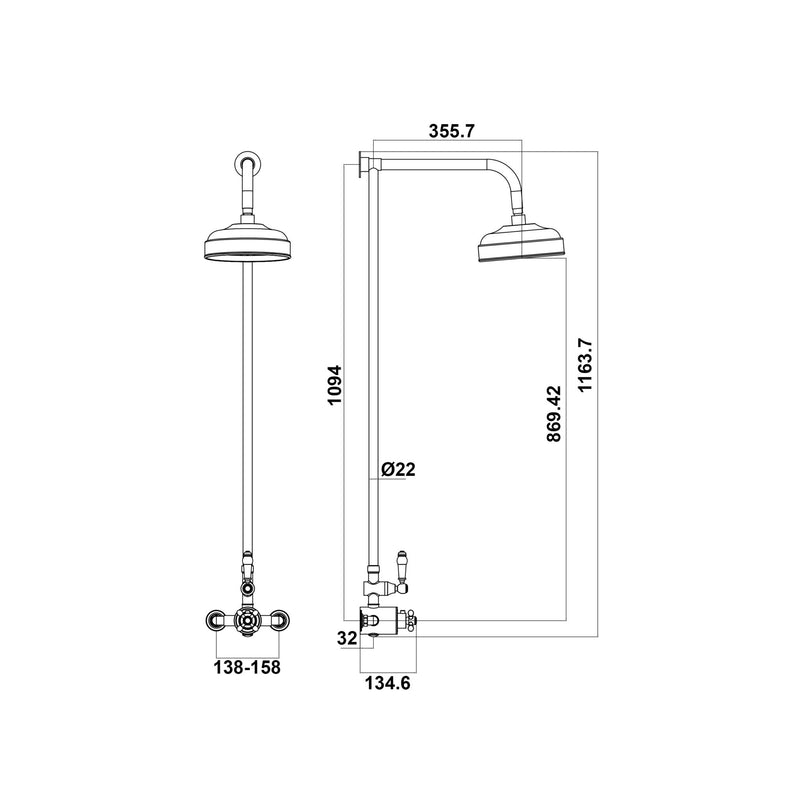 Scudo Traditional Rigid Riser Shower with Fixed Head