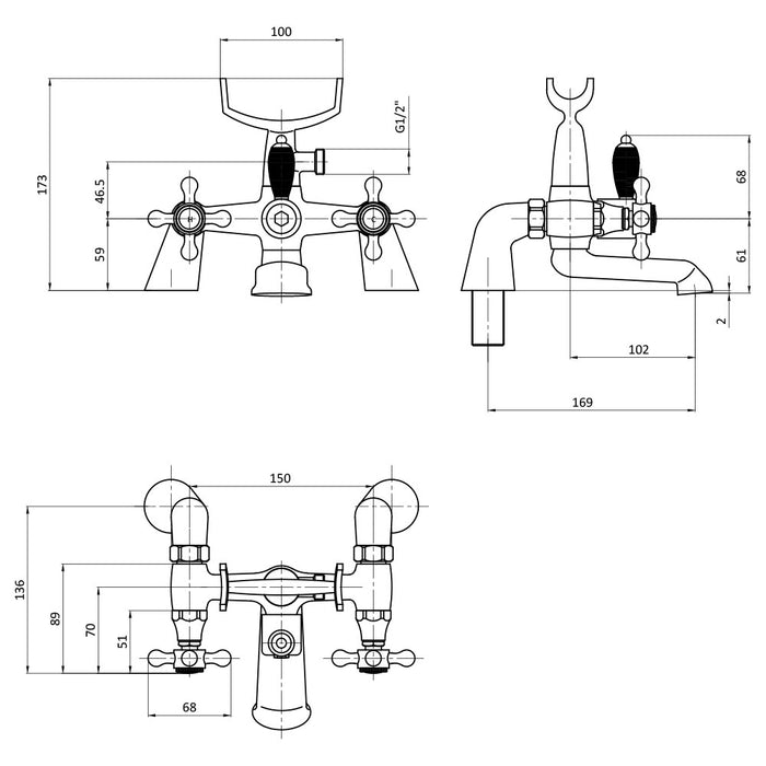 Taurus Victorian Bath Shower Mixer