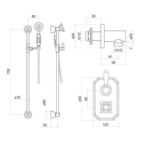 Trisen TSS106 Sterma Thermostatic Shower with slide rail