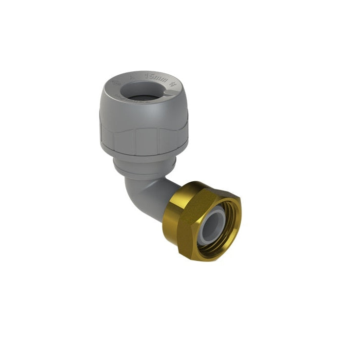 Polyplumb Tap Connector Bent 15mm x 1/2”