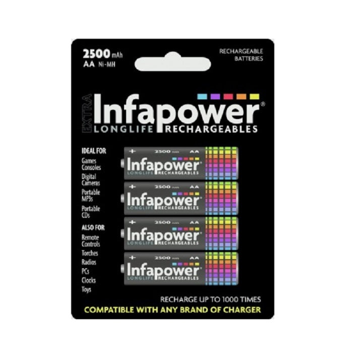 Infapower 4 X AA 2500MAH NIMH Rechargeable Battery