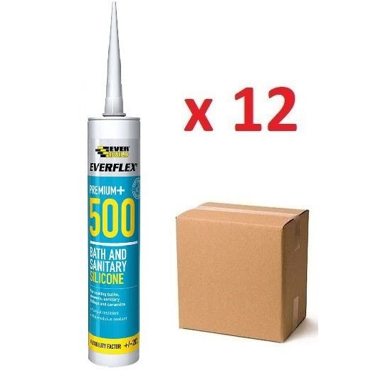 Everbuild Everflex 500 Bath and Sanitary Silicone Sealant Ivory 300ml x 12Pc