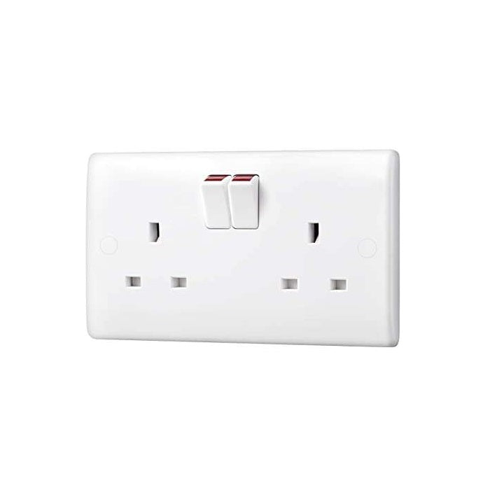 Thrion Slimline White 2G 13A DP Switched Socket