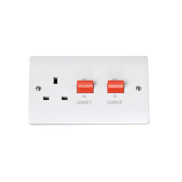 Click Curva 45A 2 Gang DP Switch With 13A DP Switched Socket Outlet