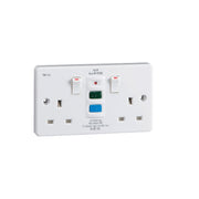 Knightsbridge 13A RCD Switched Socket, 2 Gang, White