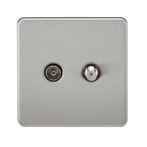 Knightsbridge TV & SAT TV Outlet Isolated - Brushed Chrome