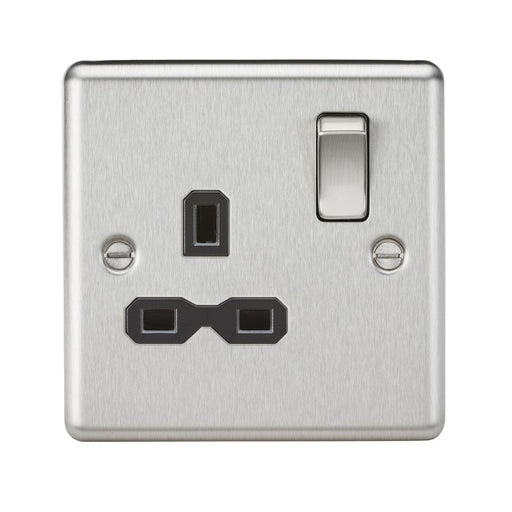 Knightsbridge 13A 1G DP Switched Socket - Brushed Chrome with Black Insert