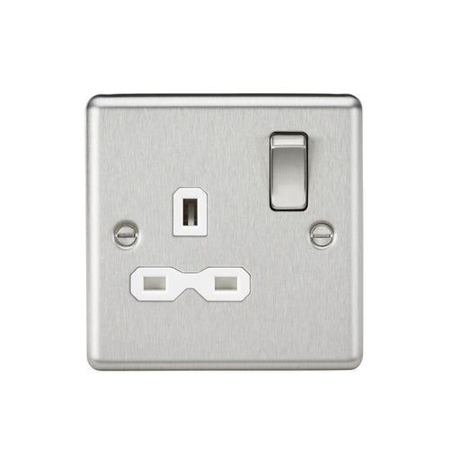 Knightsbridge 13A 1G DP Switched Socket - Brushed Chrome with White insert