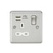 Knightsbridge 13A 1G DP Switched Socket, Dual USB White Insert - Rounded Edge Brushed Chrome