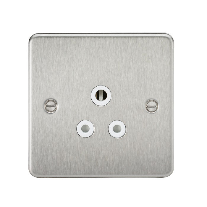 Knightsbridge 5A Unswitched Socket - Brushed Chrome with White Insert