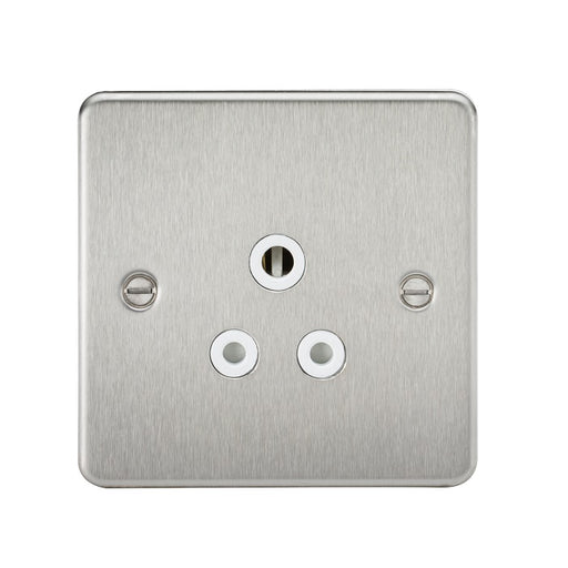 Knightsbridge 5A Unswitched Socket - Brushed Chrome with White Insert