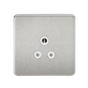 Knightsbridge 5A Unswitched Socket - Brushed Chrome with White Insert