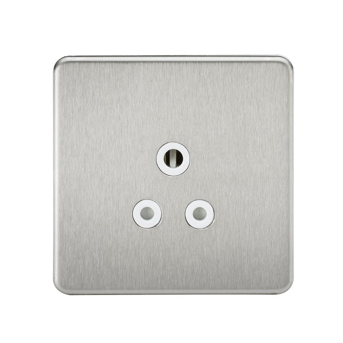 Knightsbridge 5A Unswitched Socket - Brushed Chrome with White Insert