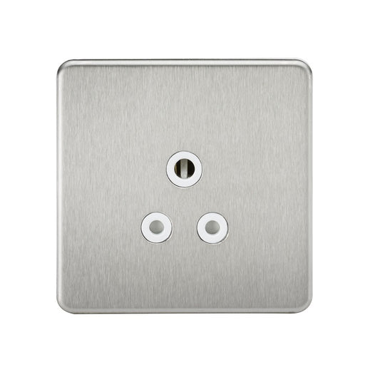 Knightsbridge 5A Unswitched Socket - Brushed Chrome with White Insert