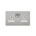 Knightsbridge 13A 2G DP Switched Socket with Twin Earths - Brushed Chrome with White Insert