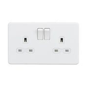Knightsbridge 13A 2G DP Switched Socket with Twin Earths - Matt White with White Insert