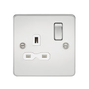 Knightsbridge 13A 1G DP Switched Socket - Polished Chrome with White Insert