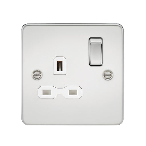 Knightsbridge 13A 1G DP Switched Socket - Polished Chrome with White Insert