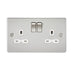 13A 2G DP Switched Socket with Twin Earths - Brushed Chrome with White Insert