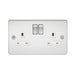 Knightsbridge 13A 2G DP Switched Socket with Twin Earths - Polished Chrome with White Insert