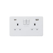 Knightsbridge 13A 2G SP Switched Socket with Dual USB A+C 5V DC 4.0A shared - Matt White with White Insert