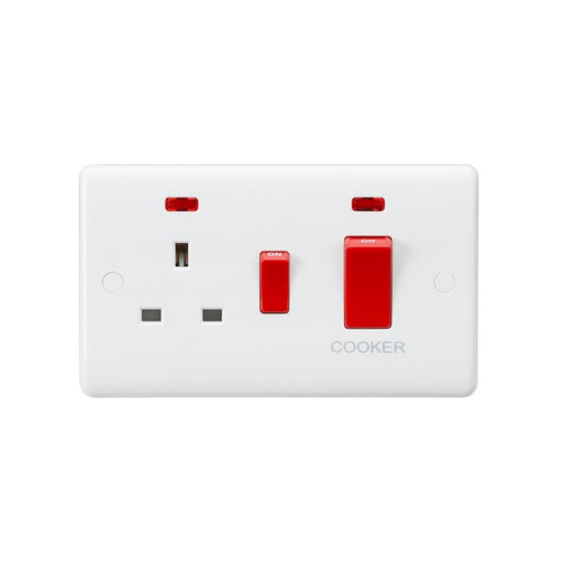 Knightsbridge 45A DP Switch & 13A Socket with Neons - Red Rocker