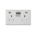 Knightsbridge 13A 2G SP Switched Socket with Dual USB A+A 5V DC 2.4A shared - Brushed Chrome with White Insert