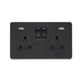 Knightsbridge 13A 2G SP Switched Socket with Dual USB A+A 5V DC 2.4A shared - Matt Black with Black Insert