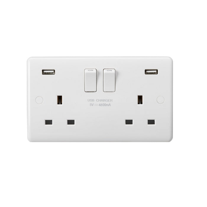 Knightsbridge 13A 2G DP Switched Socket with Dual USB A+A 5V DC 4.8A shared