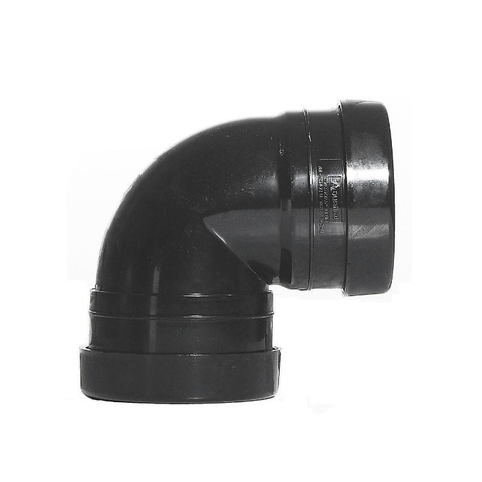 Aquaflow 110mm Pushfit 90d Knuckle Bend Double Socket - Black