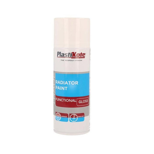 Plastikote Trade Radiator Aerosol Spray Paint Gloss White 400ml