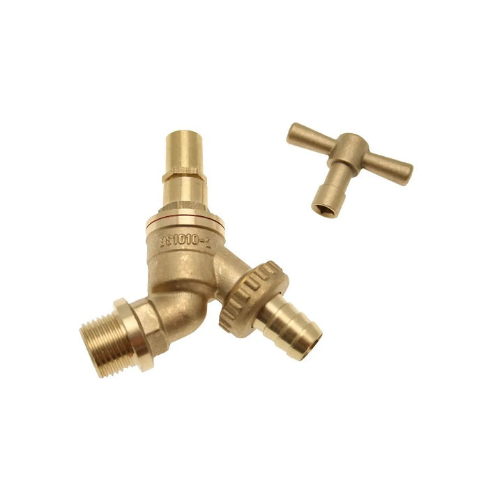 Embrass Peerless 1/2" Hose Union Bib Tap Lockshield c/w Loose Key – Brass