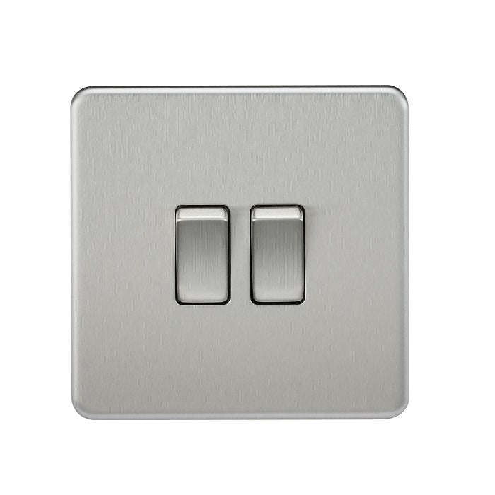 Knightsbridge 10AX 2G 2-way Switch - Brushed Chrome