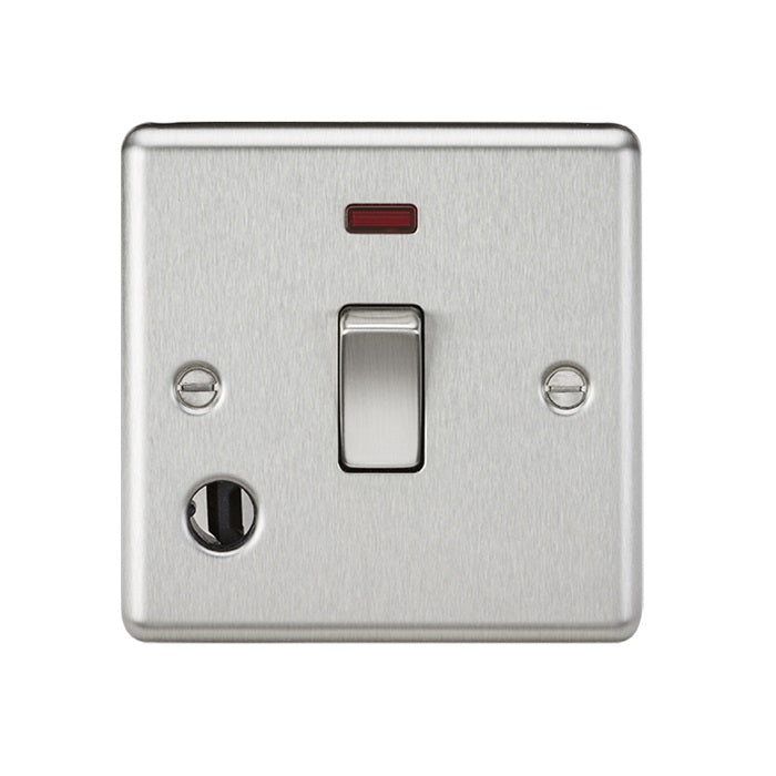 Knightsbridge 20A 1G DP Switch with Neon & Flex Outlet - Brushed Chrome