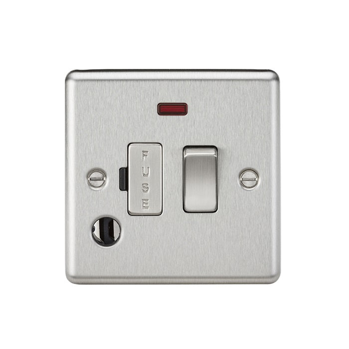 Knightsbridge 13A Switched Fused Spur Unit with Neon & Flex Outlet - Brushed Chrome